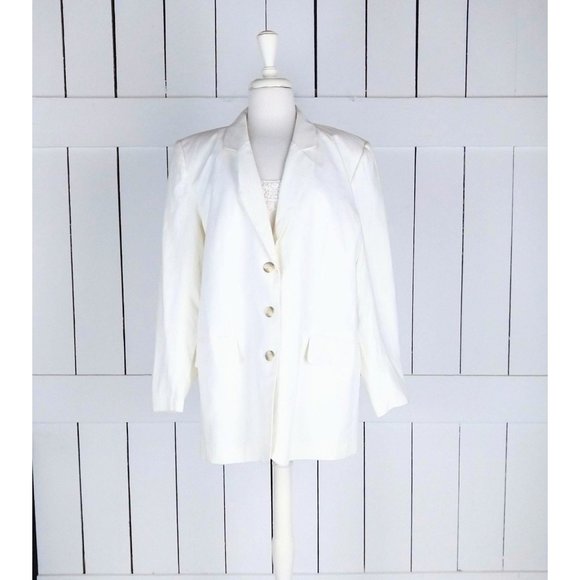 JRT by Newport News ivory linen blazer jacket / boxy blazer jacket / 16 - Picture 1 of 6